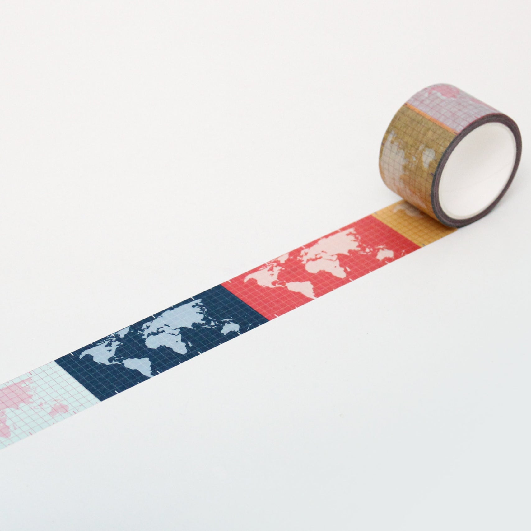 Paperways Masking Tape 1.2. in. World Map White Background Photo