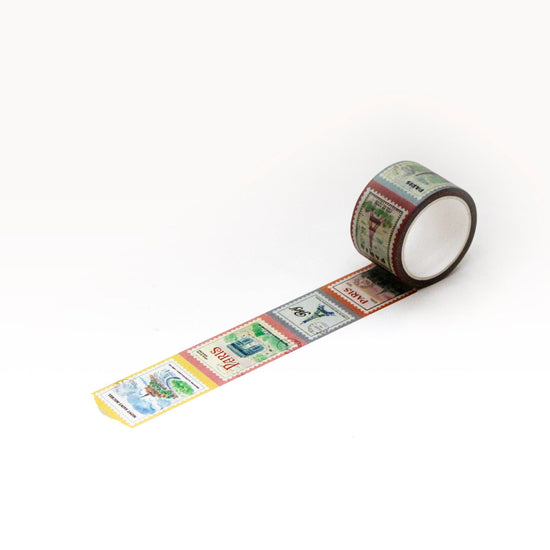 L'apres-Midi Masking Tape 1.2 in. Paris Postage Stamp White Background Photo